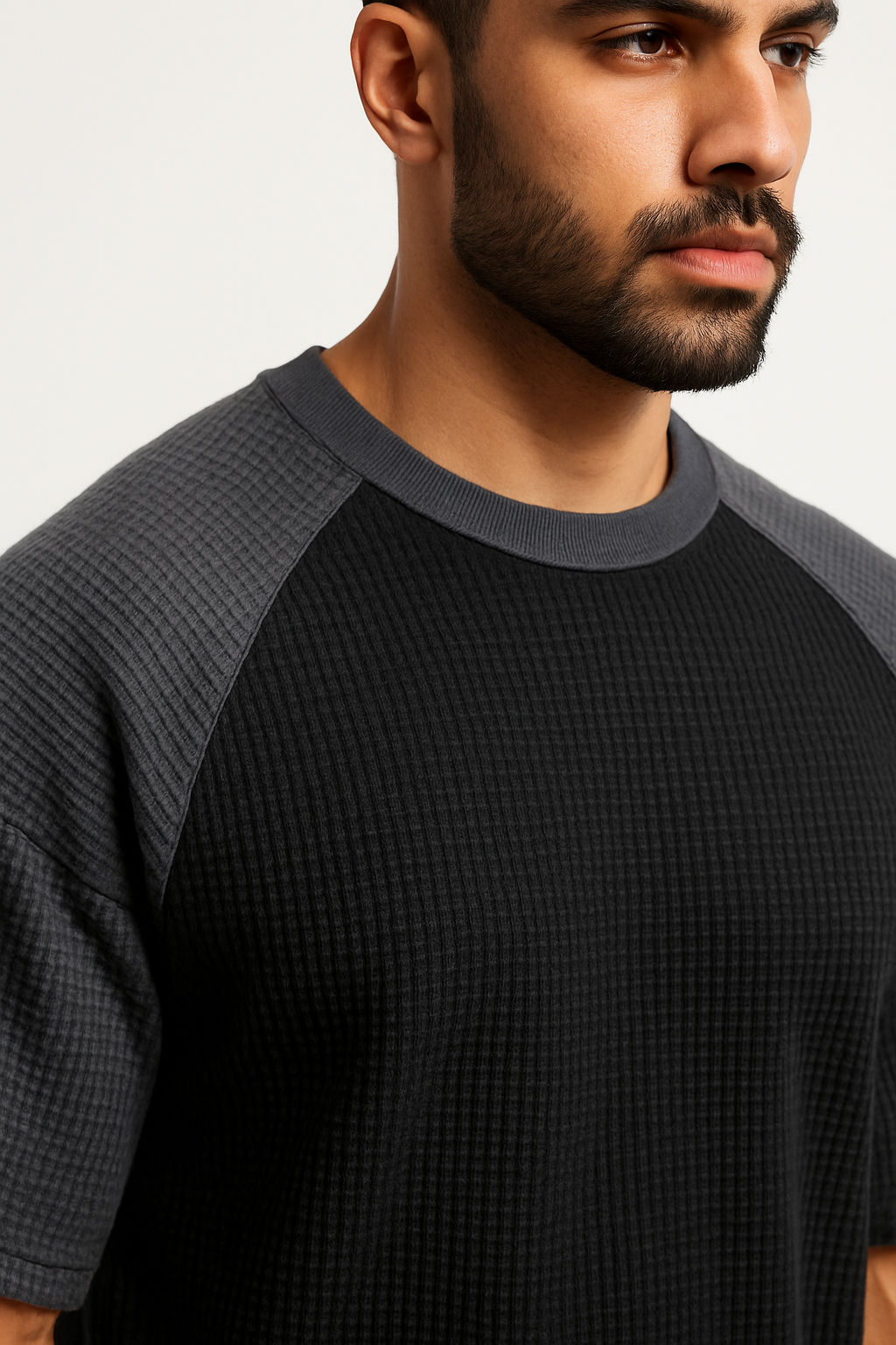 Pack of 2 - Oversized Raglan Waffle Knit T-Shirts