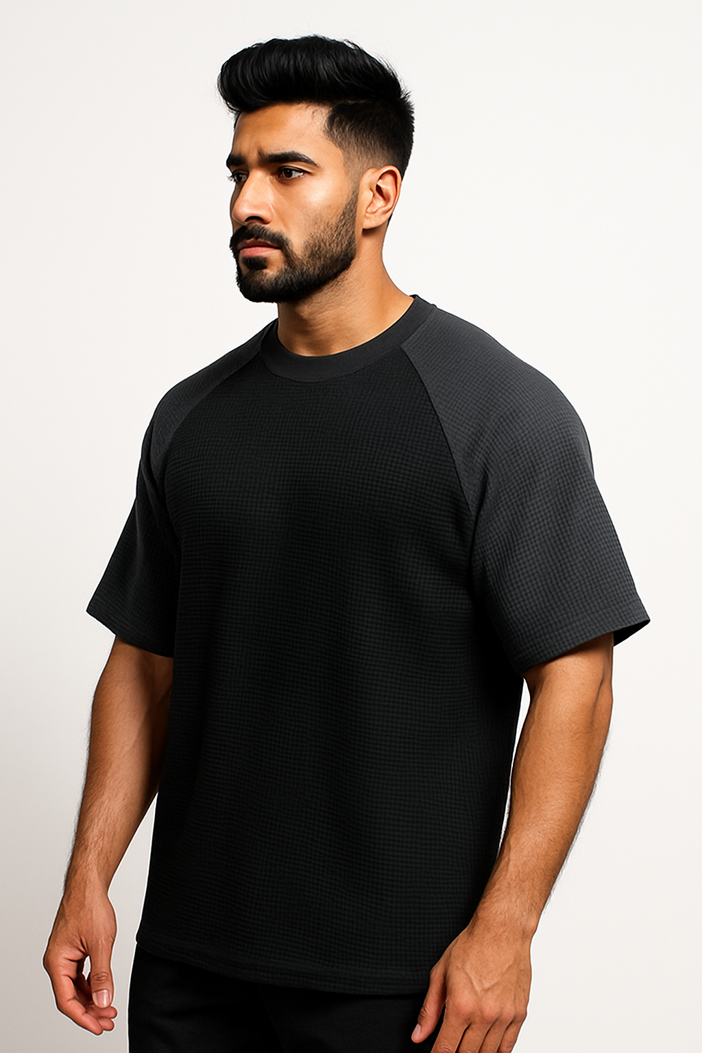 Pack of 2 - Oversized Raglan Waffle Knit T-Shirts