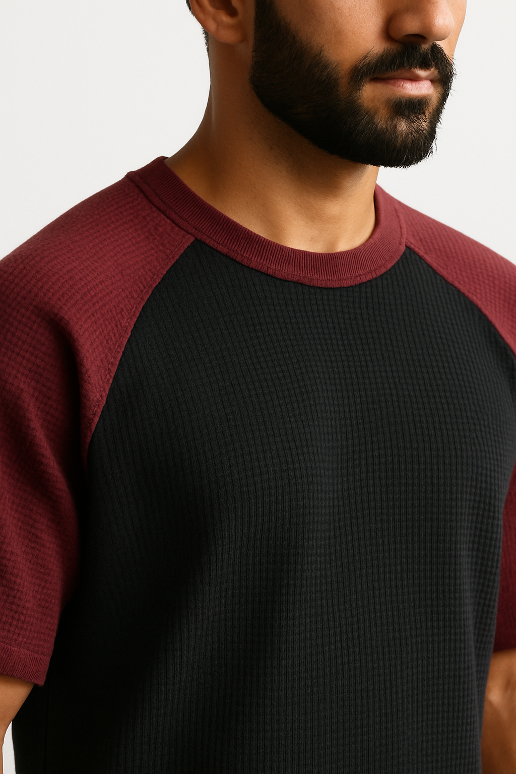 Pack of 2 - Oversized Raglan Waffle Knit T-Shirts