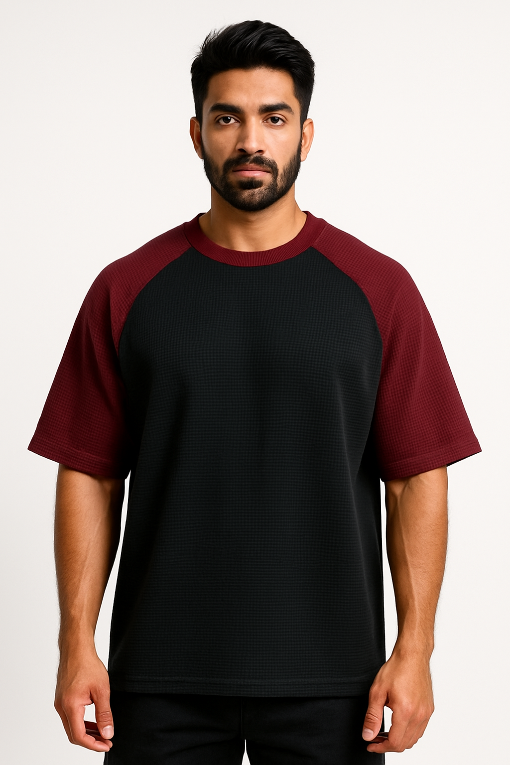 Pack of 2 - Oversized Raglan Waffle Knit T-Shirts