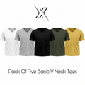 Pack of 5 Plain Half sleeves V Neck T-Shirts