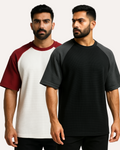 Pack of 2 - Oversized Raglan Waffle Knit T-Shirts
