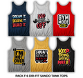 Pack of 6 Printed Gym Sando Tanks