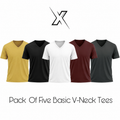 Pack of 5 Plain Half sleeves V Neck T-Shirts