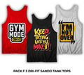 Pack of 3 Printed Gym Sando Tanks