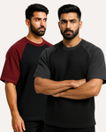 Pack of 2 - Oversized Raglan Waffle Knit T-Shirts