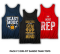 Pack of 3 Printed Gym Sando Tanks