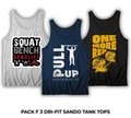 Pack of 3 Printed Gym Sando Tanks