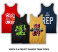 Pack of 4 Printed Gym Sando Tanks