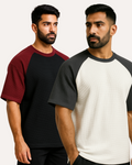 Pack of 2 - Oversized Raglan Waffle Knit T-Shirts