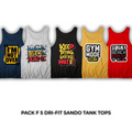 Pack of 5 Printed Gym Sando Tanks