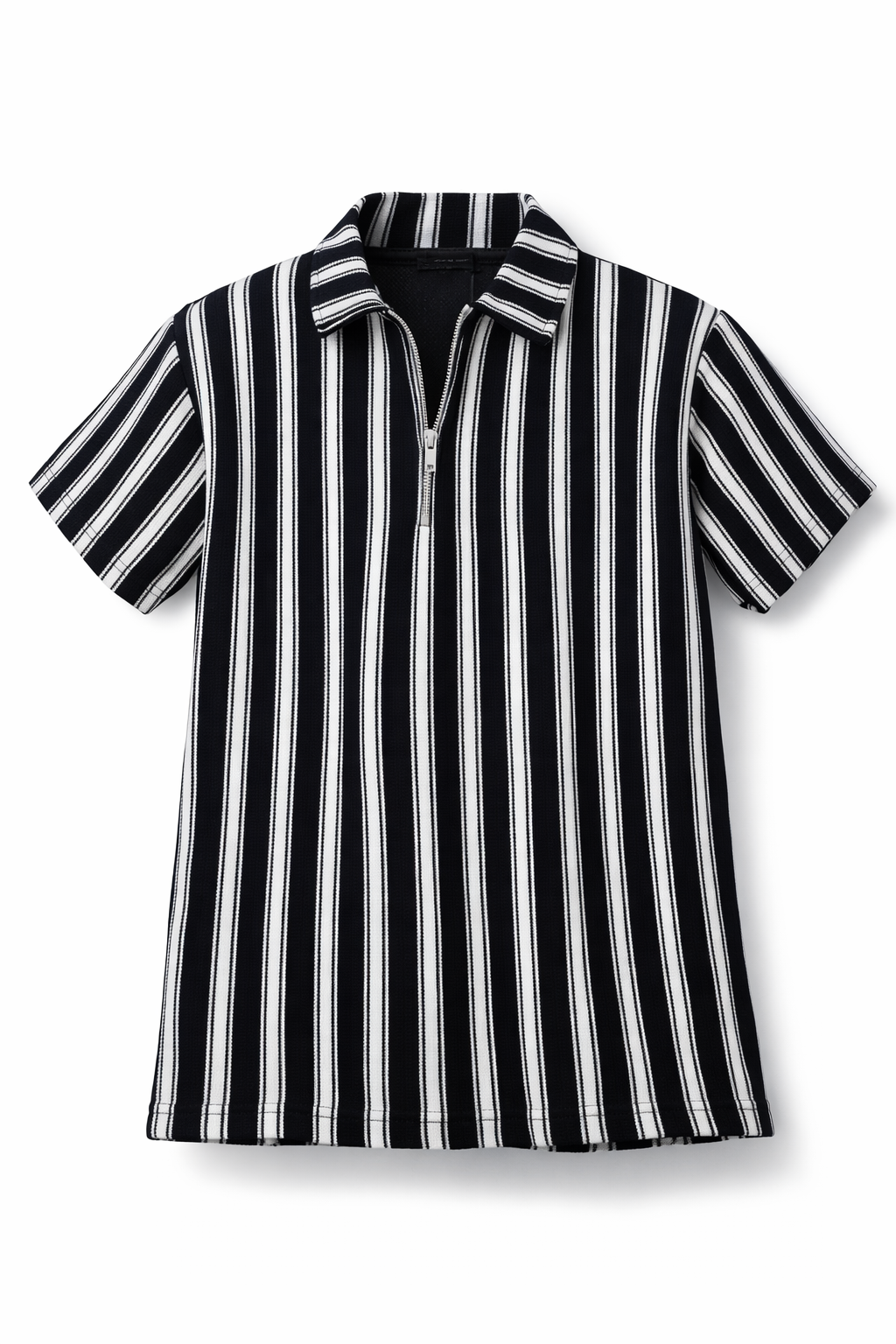Pack of 2 - Waffle Knit Dual Stripe Zip Polo Shirt