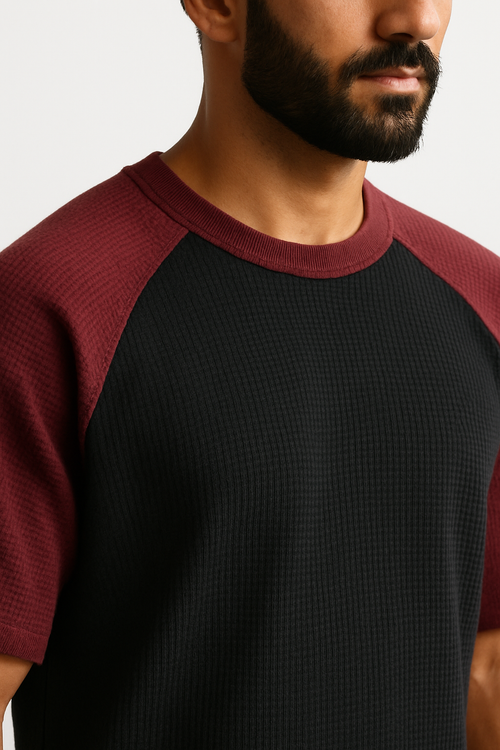 Pack of 2 - Oversized Raglan Waffle Knit T-Shirts