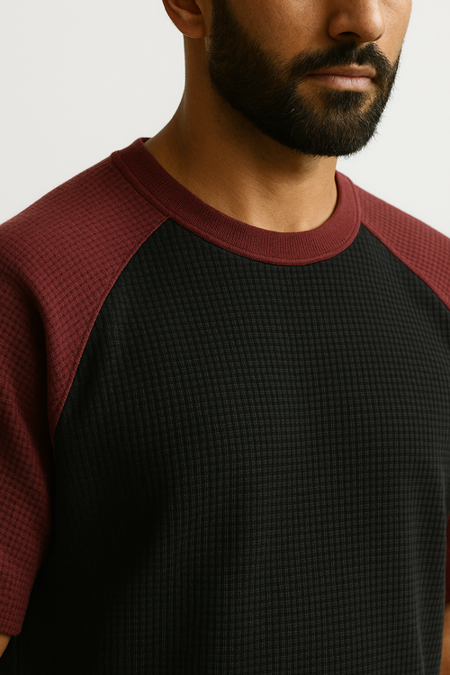 Pack of 2 - Oversized Raglan Waffle Knit T-Shirts