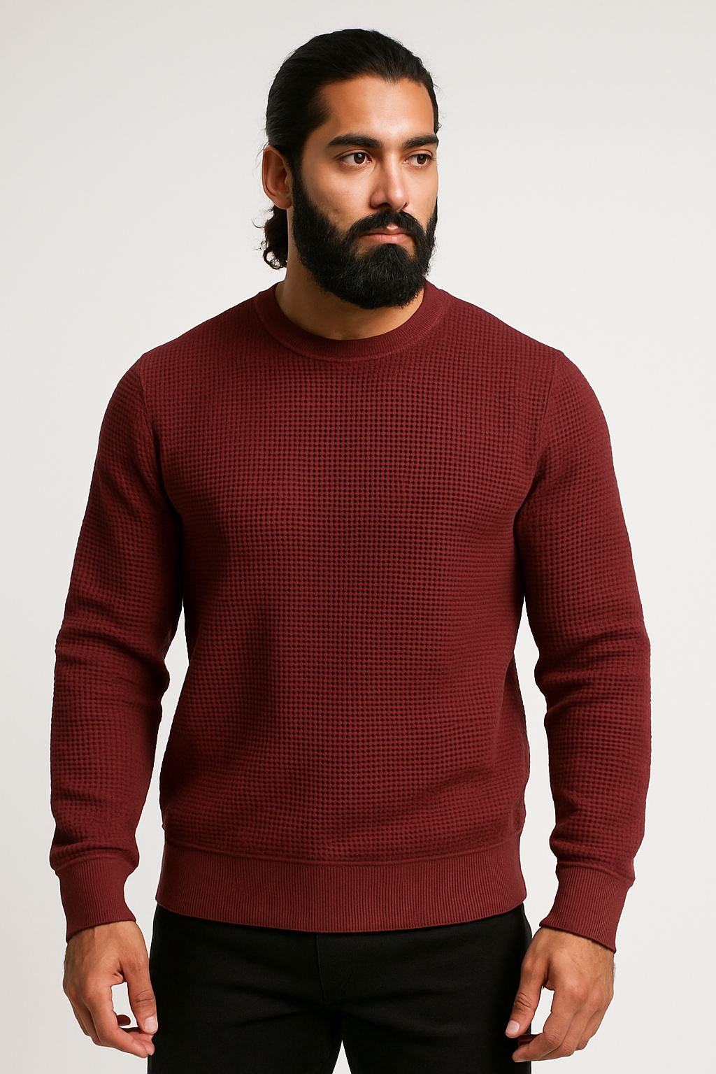 Pack of 2 Maroon & Green Waffle-Knitted Sweatshirts