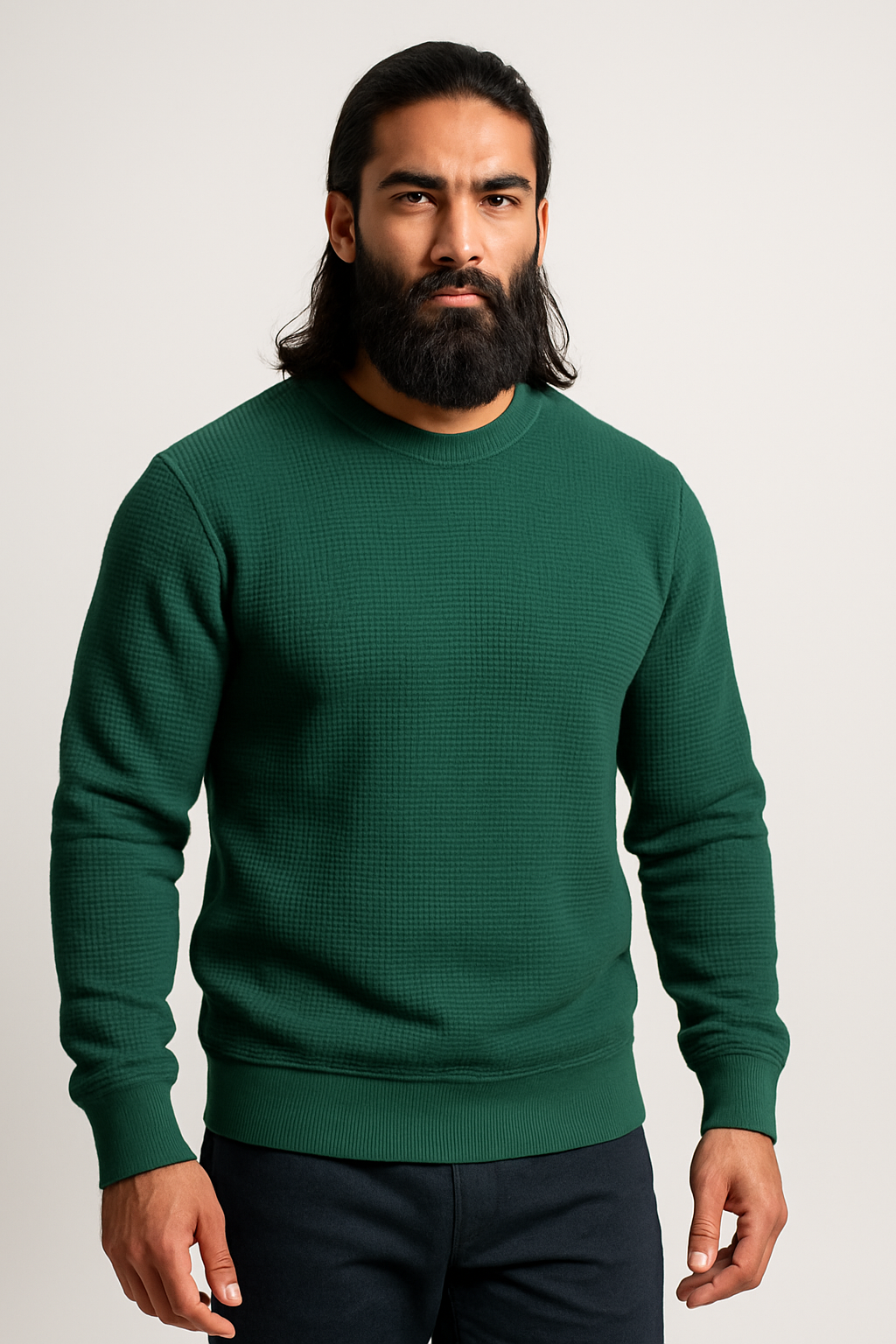 Pack of 2 Maroon & Green Waffle-Knitted Sweatshirts