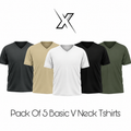 Pack of 5 Plain Half sleeves V Neck T-Shirts