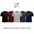 Pack of 5 Plain Half sleeves V Neck T-Shirts