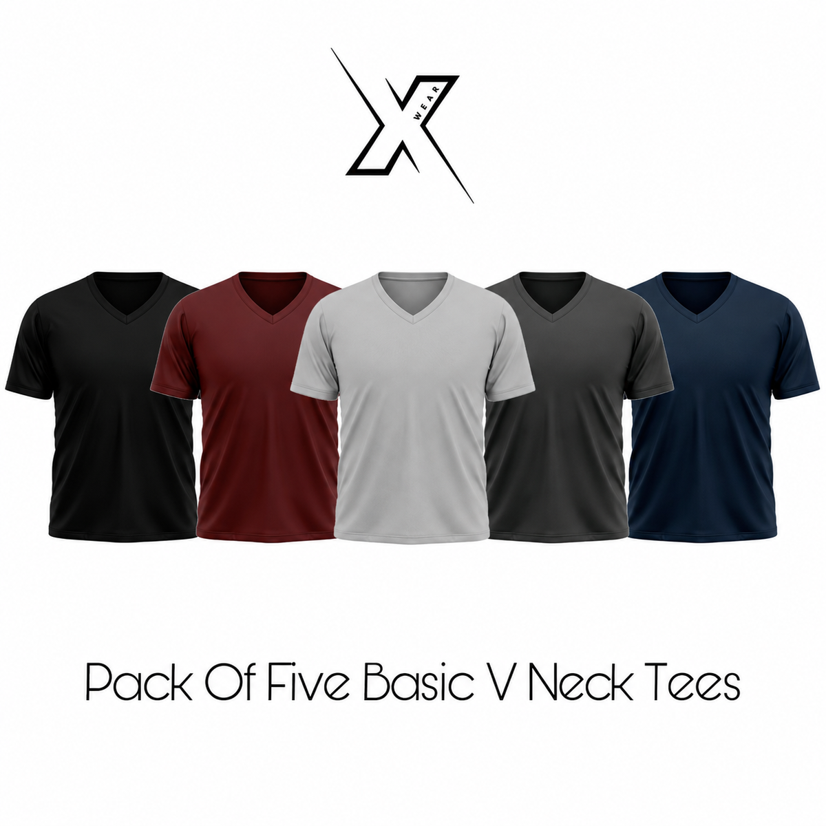 Pack of 5 Plain Half sleeves V Neck T-Shirts