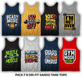 Pack of 8 Printed Gym Sando Tanks