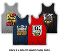 Pack of 4 Printed Gym Sando Tanks