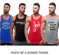 Pack of 4 Printed gym sando tanks 003