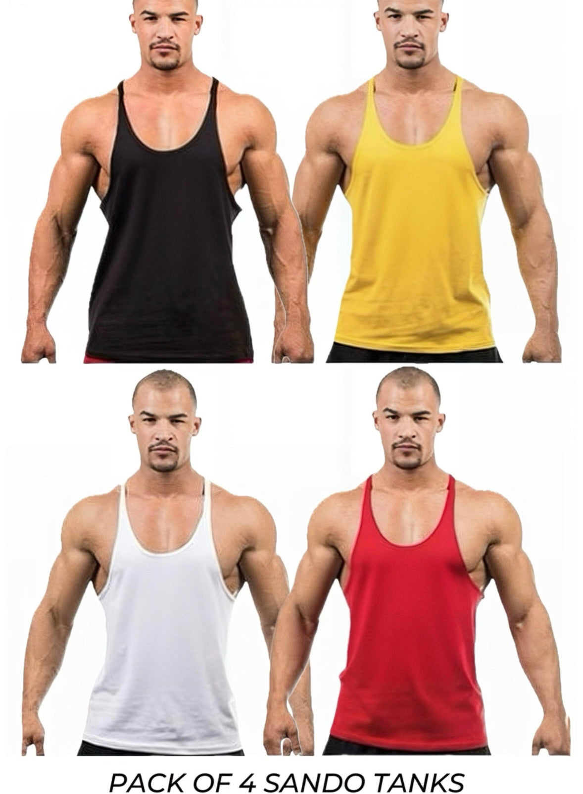 Pack of 4 Basic Gym Sando Tanks