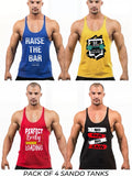 Pack of 4 Printed gym sando tanks