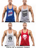 Pack of 4 Printed gym sando tanks