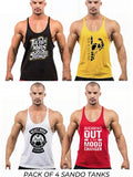 Pack of 4 Printed gym sando tanks