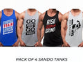 Pack of 4 Printed gym sando tanks