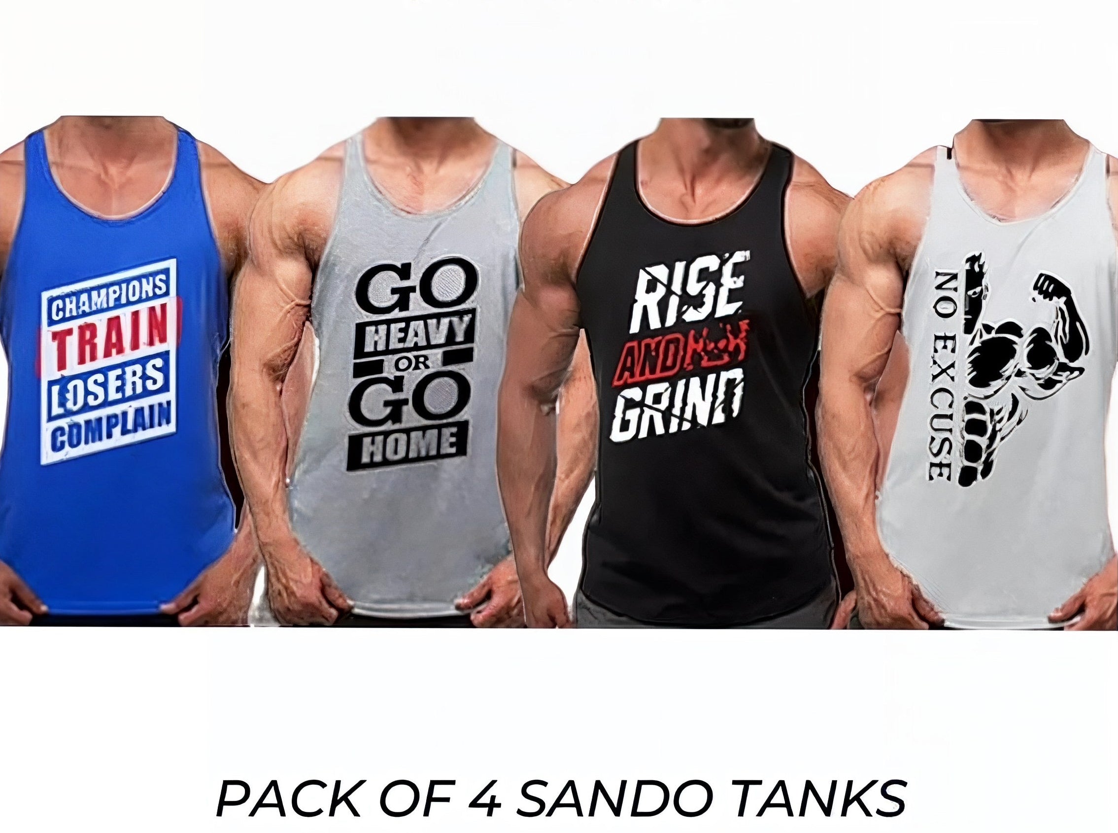 Pack of 4 Printed gym sando tanks