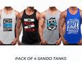 Pack of 4 Printed gym sando tanks