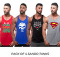 Pack of 4 Printed gym sando tanks 004