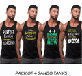 Pack of 4 Printed gym sando tanks 001