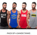 Pack of 4 Printed gym sando tanks 005