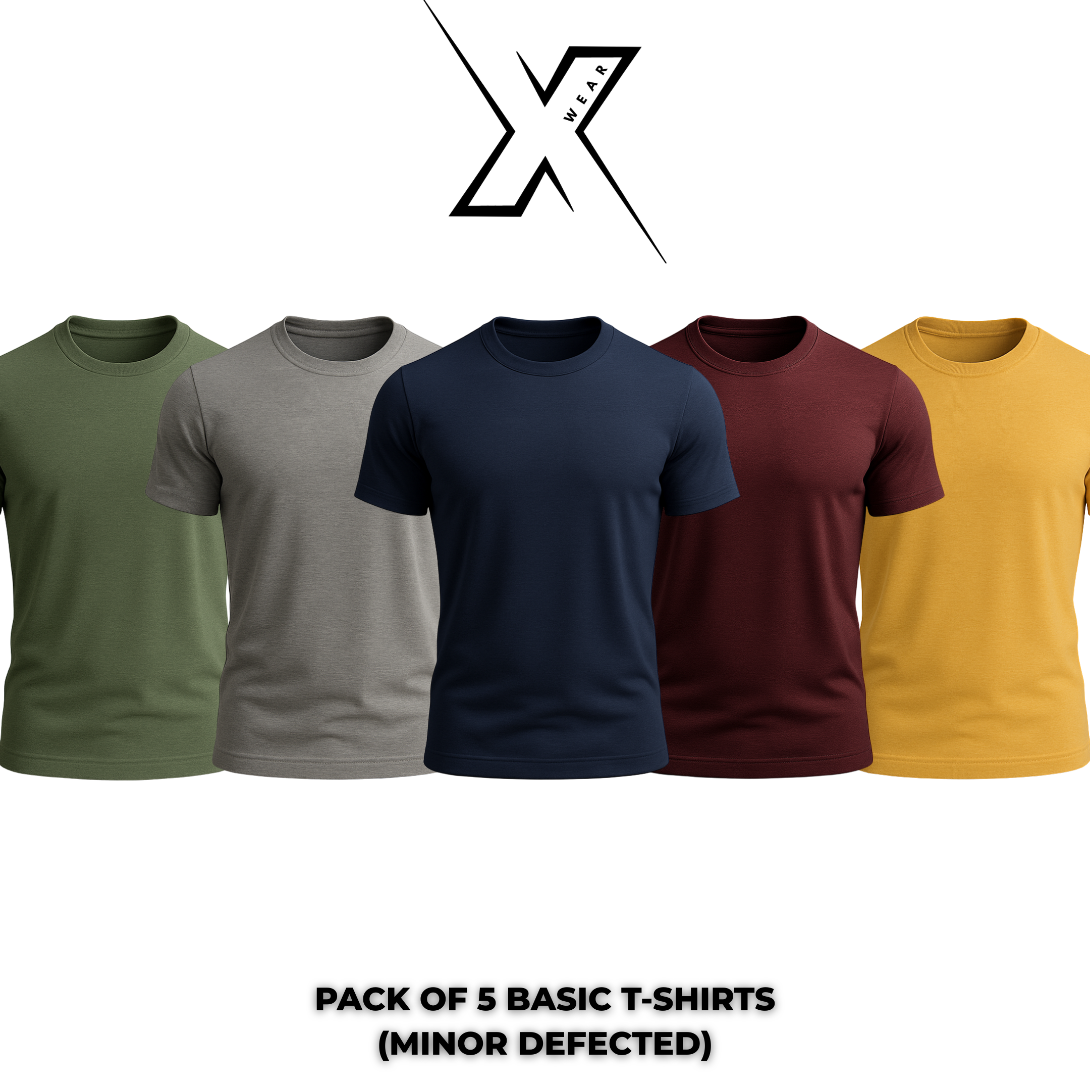 Pack of 5 Men’s Basic Tees – Minor Defected