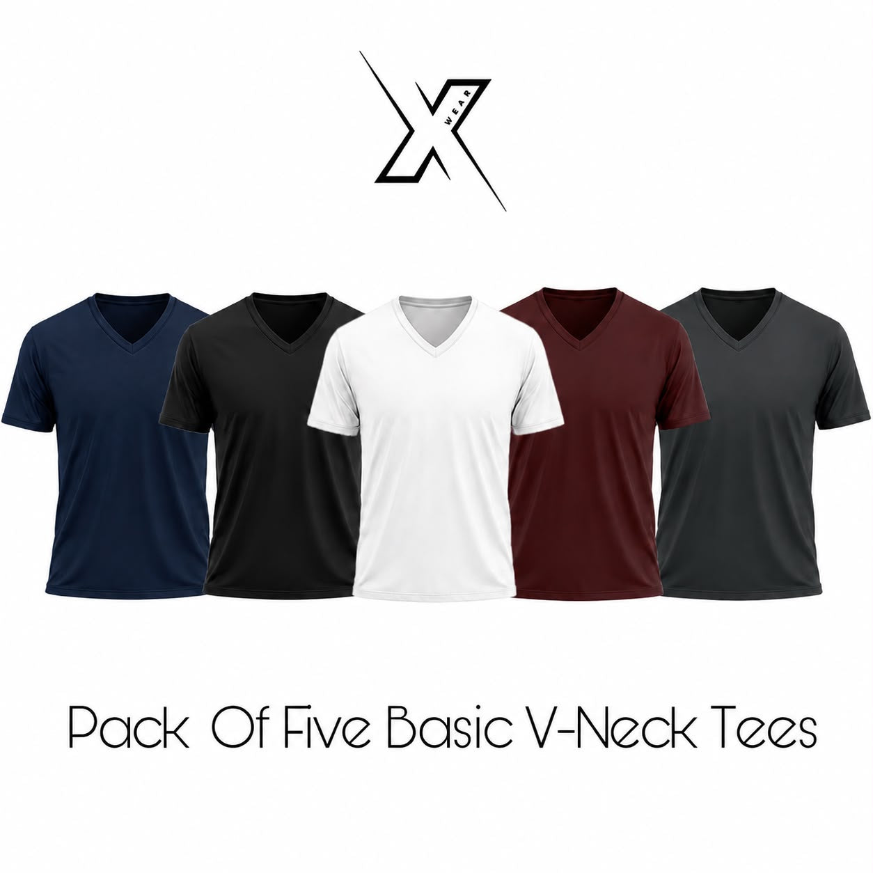 Pack of 5 Plain Half sleeves V Neck T-Shirts